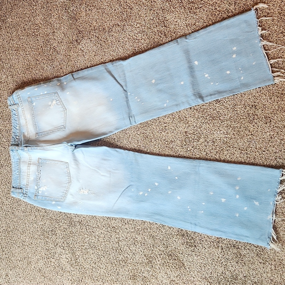 Free People | Distressed & Bedazzeled Light Blue Jeans - Picture 12 of 14